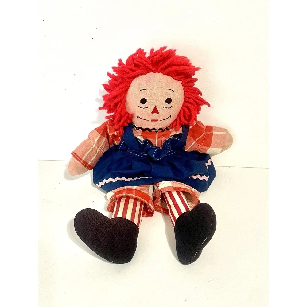 Vintage Raggedy Ann Doll Blue Dress Red Hair 20